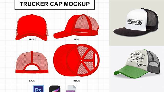 3699+ Trucker Cap PSD Mockup Back View Creative Design Mockup