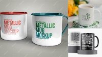 370+ Metallic Mug PSD Mockup Front View Customizable Design Files