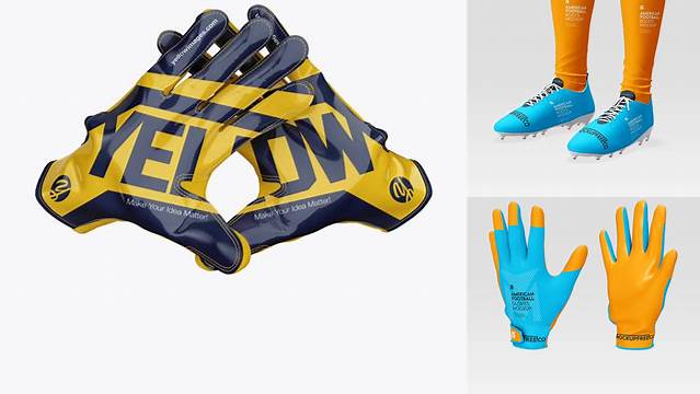 3703+ American Football Gloves PSD Mockup Crossed Unique and Creative Free PSD File