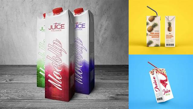 3704+ 1L Juice Carton Package PSD Mockup Exclusive PSD Design Freebie