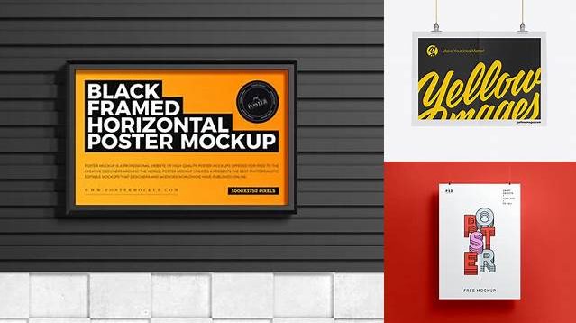 3705+ Textured Horizontal Paper Poster PSD Mockup Creative Free Photoshop Template