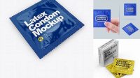 3706+ Glossy Condom Packaging PSD Mockup Half Side View Versatile PSD Mockup File