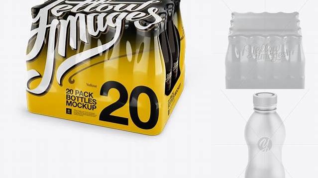 3709+ 20 Pack Bottles PSD Mockup High-Angle Shot High-Resolution Graphic