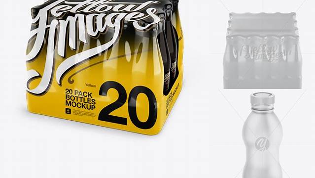 3709+ 20 Pack Bottles PSD Mockup High-Angle Shot High-Resolution Graphic