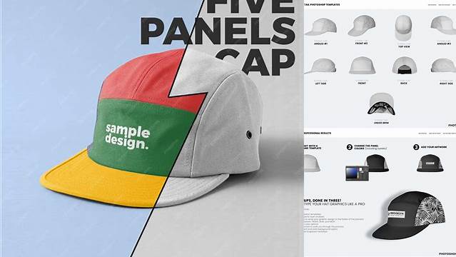 3710+ 5 Panel Hat Mockup Layered Photoshop Template