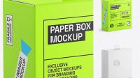 3710+ Glossy Paper Box with Hang Tab PSD Mockup Advanced and Editable PSD Template Free