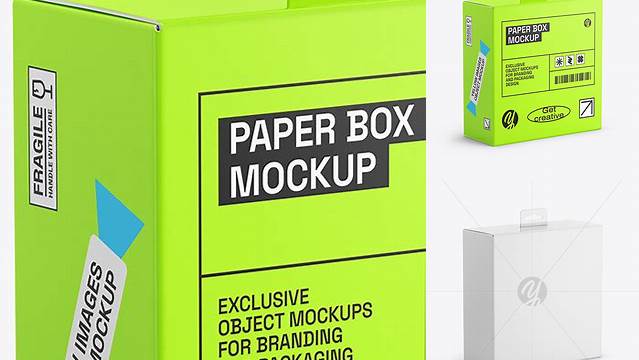 3710+ Glossy Paper Box with Hang Tab PSD Mockup Advanced and Editable PSD Template Free