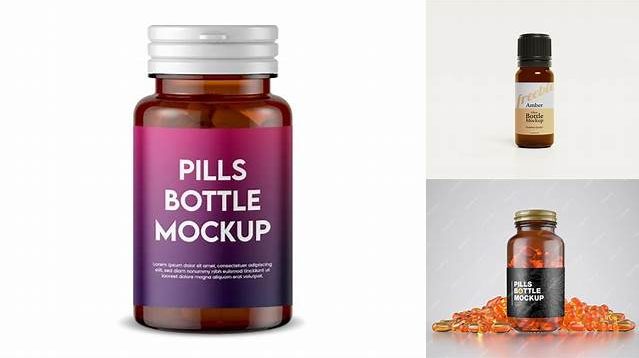 3713+ Opened Amber Bottle with Pills PSD Mockup High-Quality Digital Mockup Resource