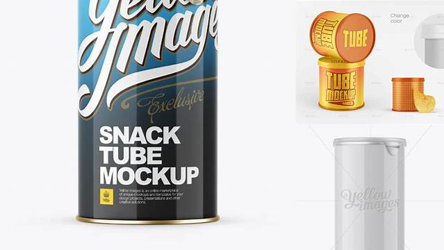 3716+ Medium Glossy Snack Tube PSD Mockup Front View Free Mockup PSD Template