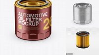 3716+ Metallic Automotive Oil Filter PSD Mockup Layered Photoshop Template