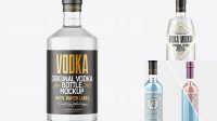 3723+ Clear Glass Vodka Bottle PSD Mockup Front View Versatile Photoshop File