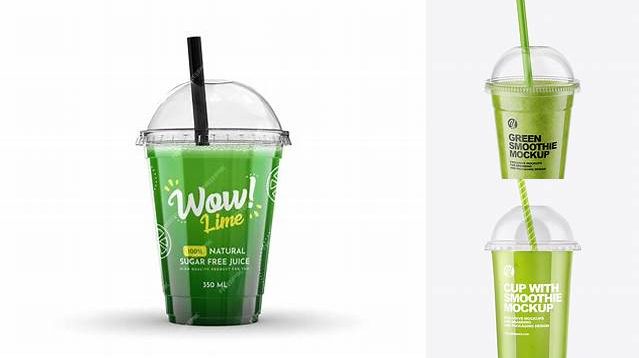 3724+ Green Smoothie Cup PSD Mockup Photoshop Freebie