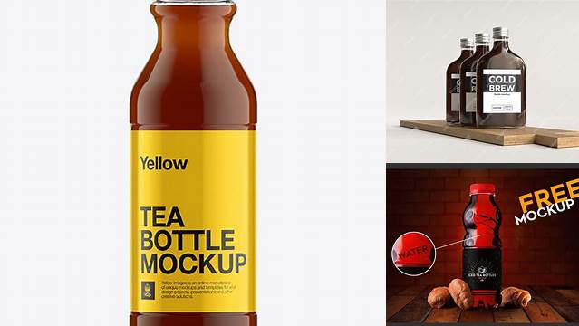 3729+ Cold Tea Bottle PSD Mockup Unique Free Photoshop Files