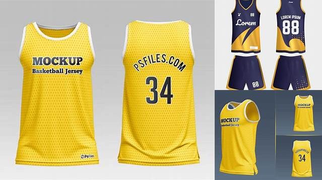 3730+ Men’s Basketball Jersey PSD Mockup Front Half Side View Stylish Free PSD