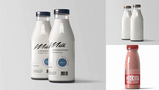 3732+ Frosted Plastic Milk Bottle PSD Mockup Modern Design PSD Resource Free Download