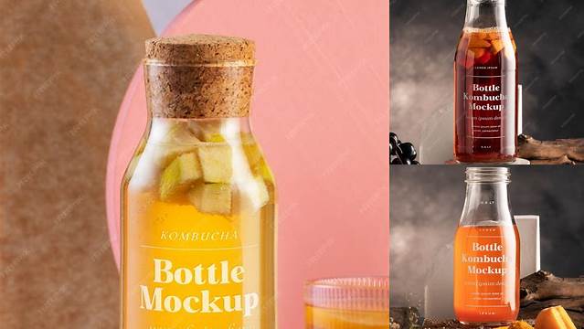 3732+ Kombucha Bottle Mockup Creative Digital PSD Download