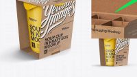 3732+ Soup Cup in Kraft Box PSD Mockup / Front 3/4 View Eye-Level Shot Download Free PSD