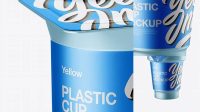 3734+ Metallic Yoghurt Cup PSD Mockup Half Side View High-Quality Creative PSD