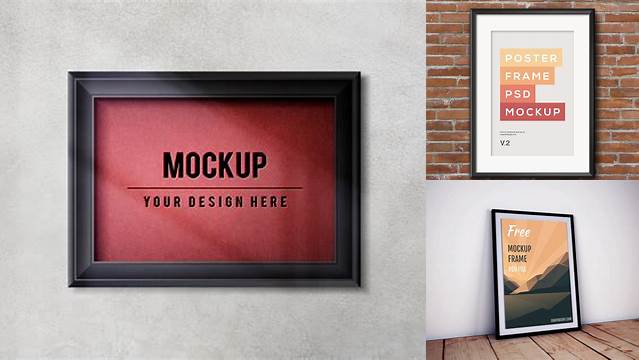 3735+ Poster with Matte Frame PSD Mockup Half Side View Modern and Unique Freebie PSD