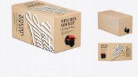 3736+ Kraft Paper Wine Box with a Tap PSD Mockup 25° Angle Front View High-Angle Shot Creative Free PSD Graphic Design