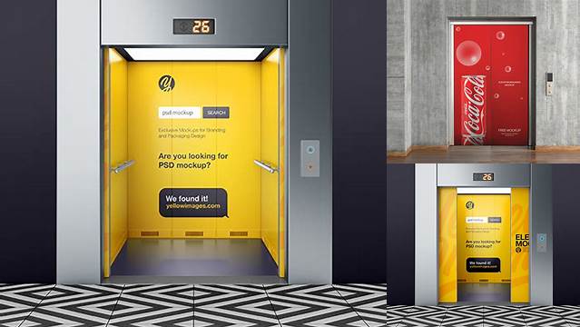 3737+ Elevator With Opened Doors PSD Mockup Custom Mockup Graphic Design