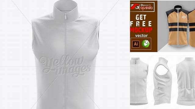 3740+ Men’s Cycling Vest PSD Mockup Front View Free PSD for Creatives