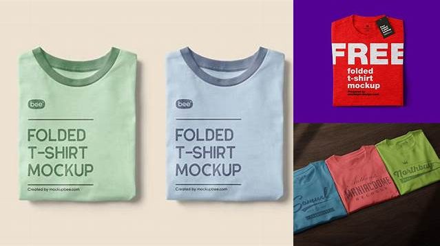 3743+ Folded Shirt With Label PSD Mockup Top View Smart Object-Based PSD Template Free