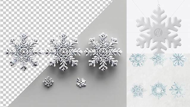 3744+ Glossy Snowflake PSD Mockup Front View Elegant PSD Mockup