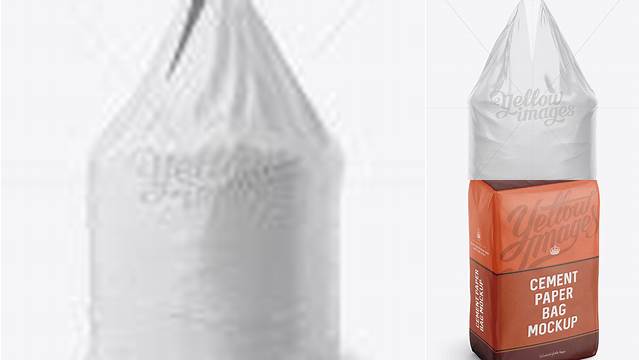 3748+ 1000kg Concrete Plastic Bag PSD Mockup Halfside View High-Resolution PSD Download