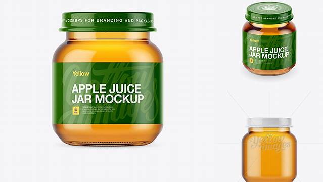 3750+ Baby Apple Juice Small Jar PSD Mockup Front View Download Free Premium Design PSD