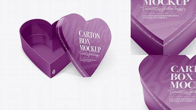 3752+ Heart Shaped Glossy Carton Box PSD Mockup High-Angle Shot Elegant PSD Mockup