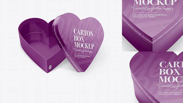 3752+ Heart Shaped Glossy Carton Box PSD Mockup High-Angle Shot Elegant PSD Mockup