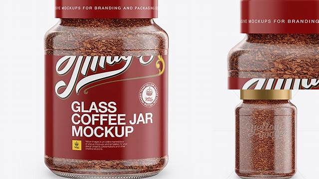 3756+ 200g Instant Coffee Glass Jar PSD Mockup Front View Editable and Customizable PSD