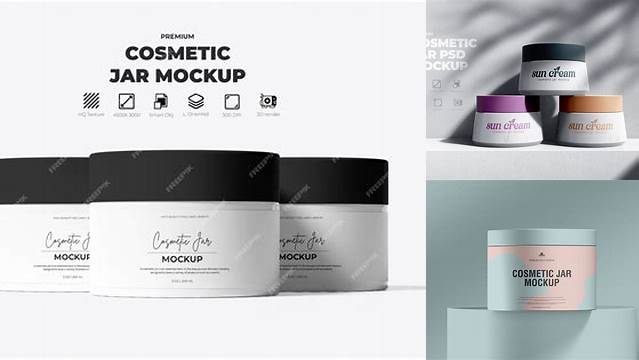 3756+ Metallic Square Cosmetic Jar PSD Mockup Front View Premium Free Mockup PSD