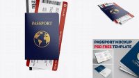 3759+ Passport with Tickets PSD Mockup Half Side View Exclusive Free Creative Mockup File