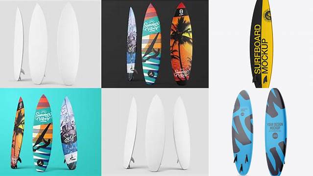 3760+ Surfboard PSD Mockup Back Halfside View Premium Mockup Freebie