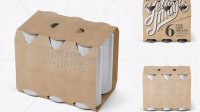 3761+ Kraft Paper 6 Pack Cans Carrier PSD Mockup Front View High-Angle Shot Free Downloadable Graphic Resource