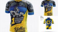 3763+ Men's Cycling Jersey PSD Mockup Front 3/4 View Free Downloadable Graphic Resource