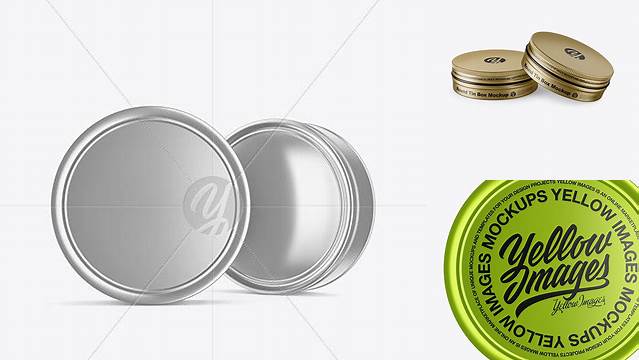 3766+ Two Metallic Round Tin Boxes PSD Mockup High Resolution