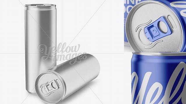 3774+ Two 250ml Metallic Aluminium Cans PSD Mockup Advanced Photoshop Design Free