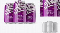 3775+ Three 330ml Aluminium Cans With Glossy Finish PSD Mockup Hero Shot Advanced Editable Template Free