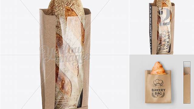 3777+ Kraft Paper Bread Bag with Serrated Edges PSD Mockup Exclusive Layered PSD Mockup