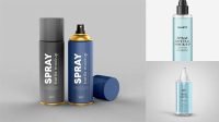 3778+ Metallic Spray Bottle With Transparent Cap PSD Mockup Modern PSD Templates