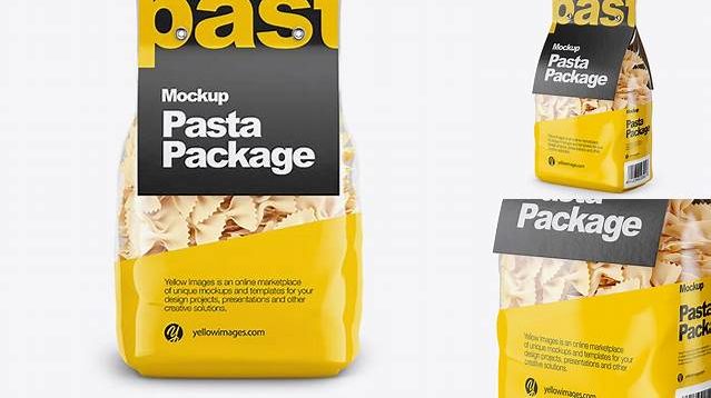 3779+ Farfalle Pasta with Paper Label PSD Mockup Front View Creative Design PSD Free Download