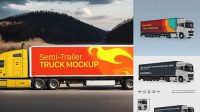 3783+ Electric Semi-Trailer PSD Mockup Front View Download Exclusive PSD Mockups