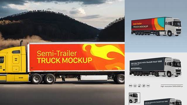 3783+ Electric Semi-Trailer PSD Mockup Front View Download Exclusive PSD Mockups