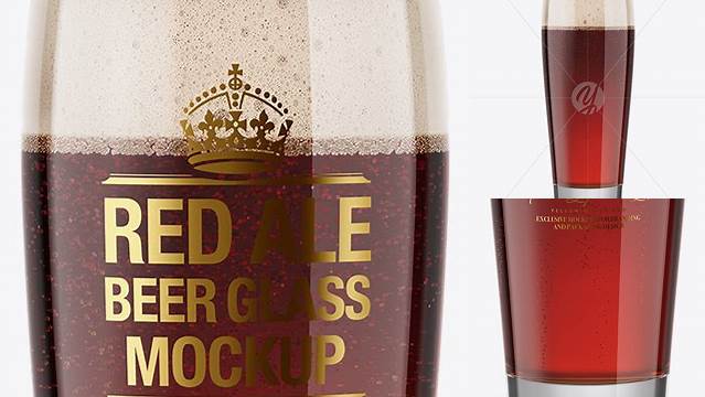 3788+ Willi Becher Glass With Red Ale PSD Mockup Elegant and Stylish Mockup