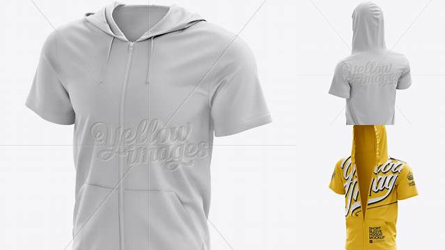 3791+ Short Sleeve Zip Hoodie PSD Mockup Halfside Back View Digital Download PSD for Free