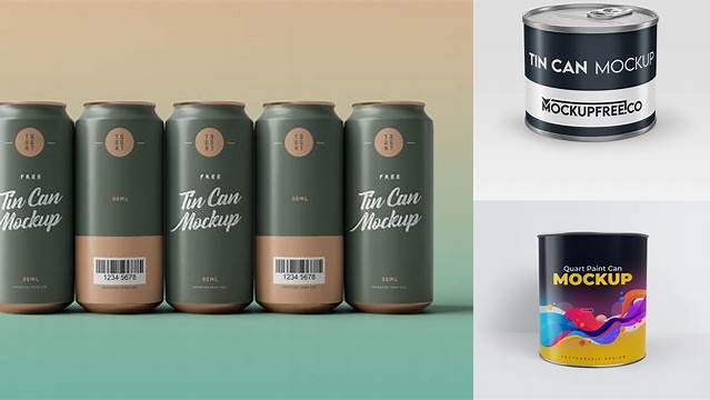 3791+ Tin Can PSD Mockup High-Angle Shot Free Mockup PSD Template