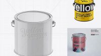 3794+ 3L Glossy Metallic Paint Bucket PSD Mockup Front View High-Angle Shot Creative Digital PSD Download